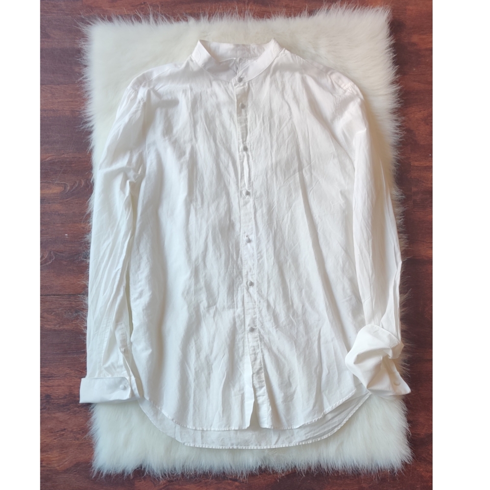 John Varvatos White Cotton/Silk shirt size Large